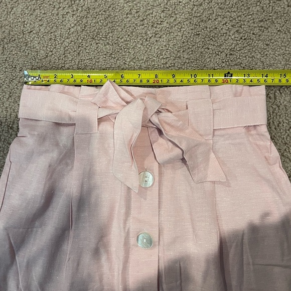 DEREK HEART Light Pink Paperbag Linen Y2k Mini Skirt - Picture 5 of 8